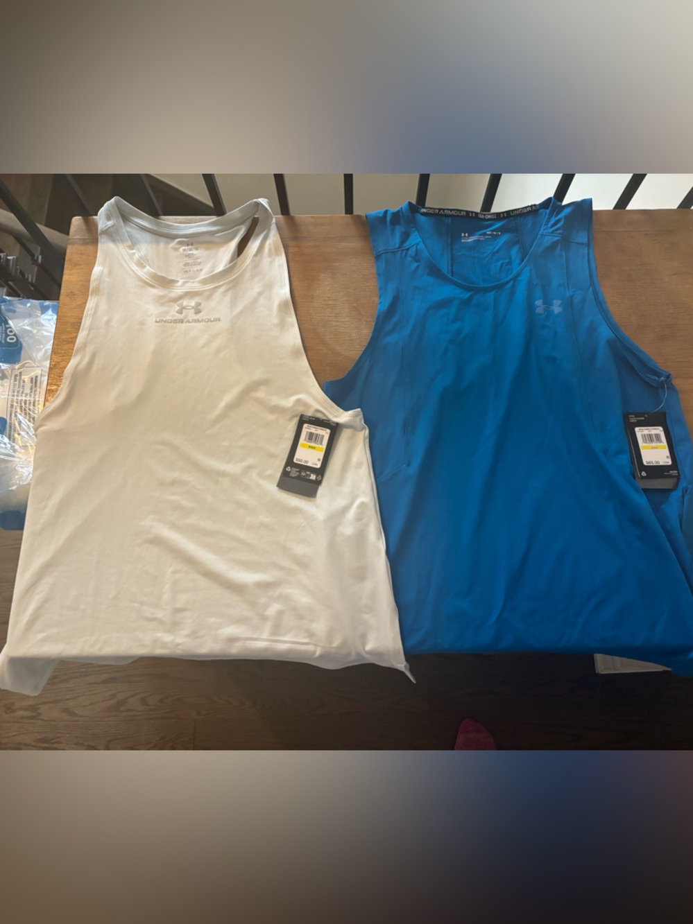 Under Armour White & Blue Performance Tank Tops